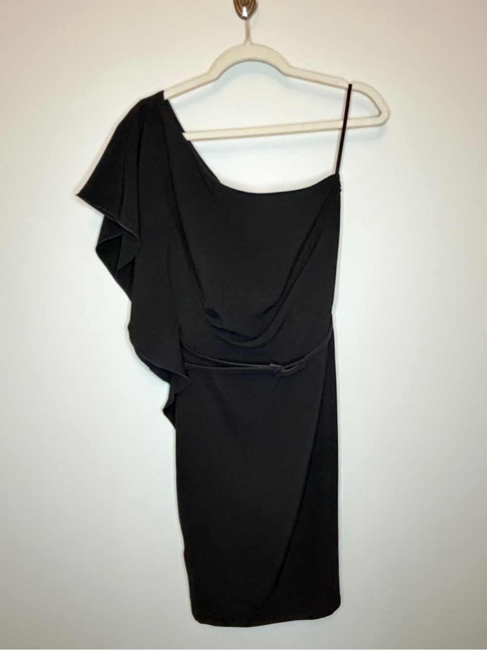 White House Black Market Black One-Shoulder Draped Dress BNWT size 6